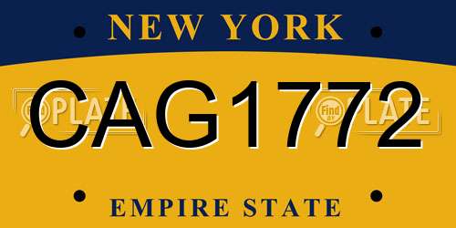 CAG1772 New York License Plate