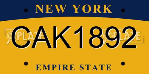 CAK1892 New York License Plate