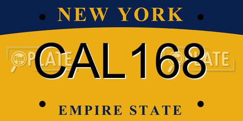 CAL168 New York License Plate