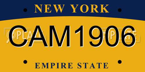 CAM1906 New York License Plate
