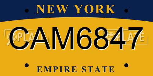 CAM6847 New York License Plate