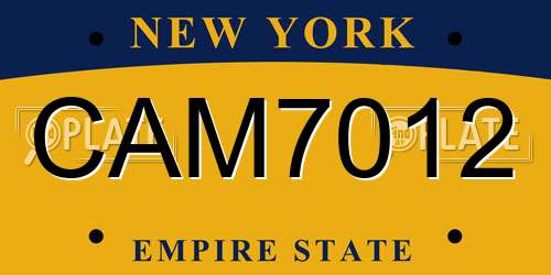 CAM7012 New York License Plate
