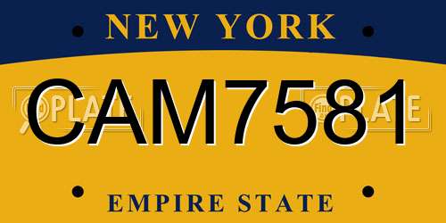 CAM7581 New York License Plate