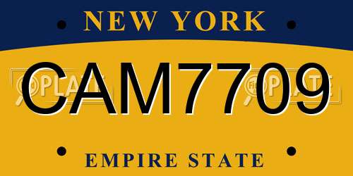CAM7709 New York License Plate