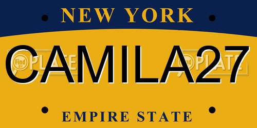 CAMILA27 New York License Plate