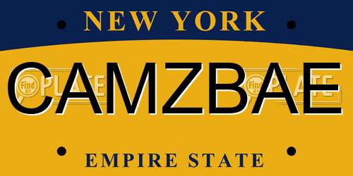 CAMZBAE New York License Plate