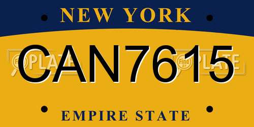 CAN7615 New York License Plate