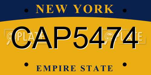 CAP5474 New York License Plate