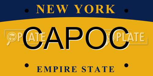 CAPOC New York License Plate