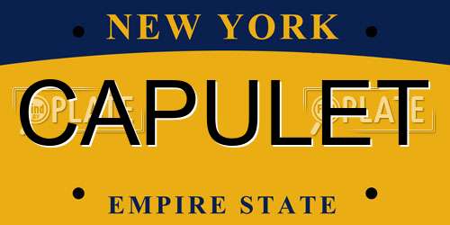 CAPULET New York License Plate