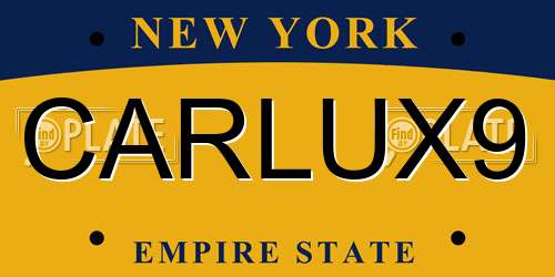 CARLUX9 New York License Plate