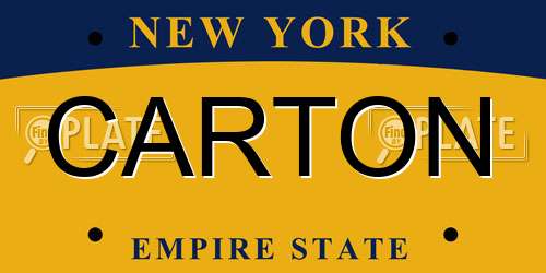 CARTON New York License Plate