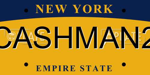 CASHMAN2 New York License Plate
