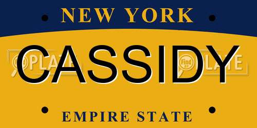 CASSIDY New York License Plate