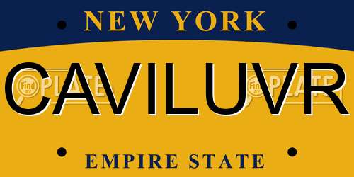 CAVILUVR New York License Plate