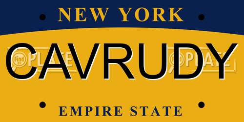 CAVRUDY New York License Plate