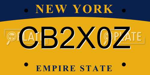CB2X0Z New York License Plate