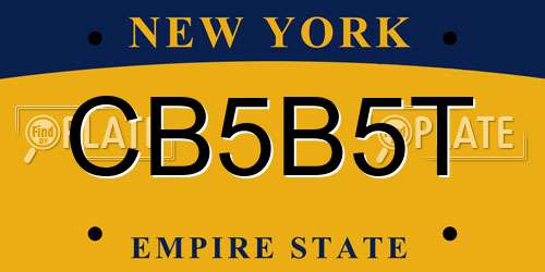 CB5B5T New York License Plate