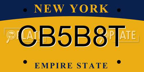 CB5B8T New York License Plate