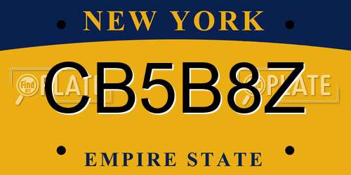 CB5B8Z New York License Plate