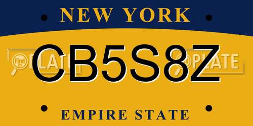 CB5S8Z New York License Plate