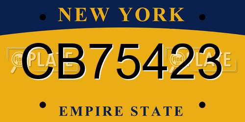CB75423 New York License Plate