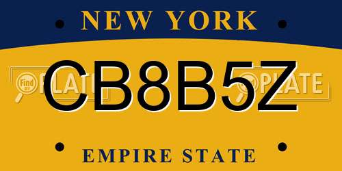 CB8B5Z New York License Plate