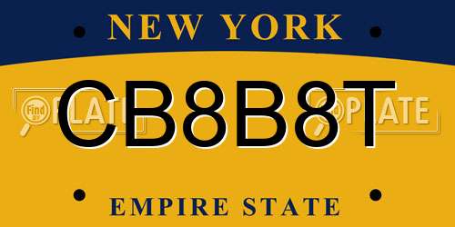 CB8B8T New York License Plate