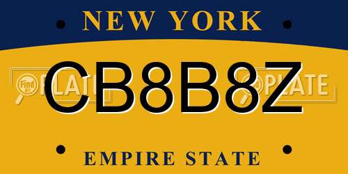 CB8B8Z New York License Plate