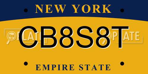 CB8S8T New York License Plate