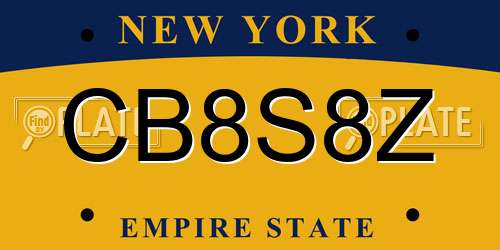 CB8S8Z New York License Plate