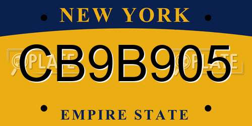 CB9B905 New York License Plate