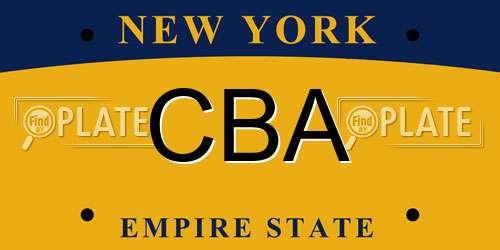CBA New York License Plate