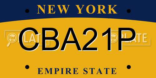 CBA21P New York License Plate