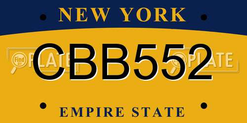 CBB552 New York License Plate