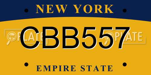 CBB557 New York License Plate