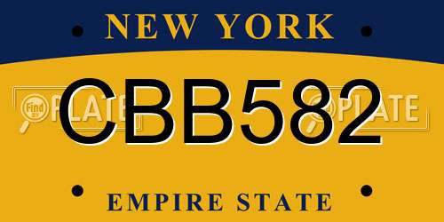CBB582 New York License Plate