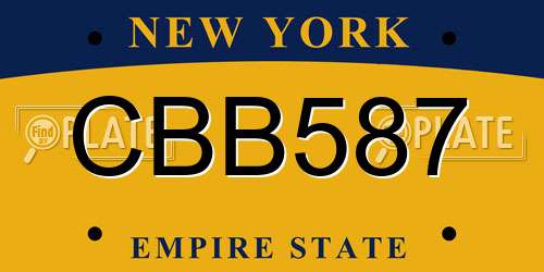 CBB587 New York License Plate