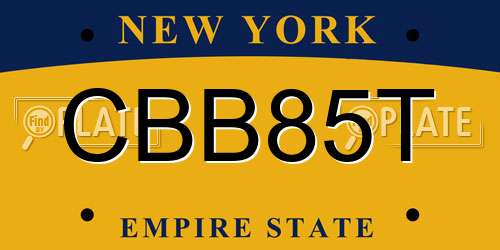 CBB85T New York License Plate