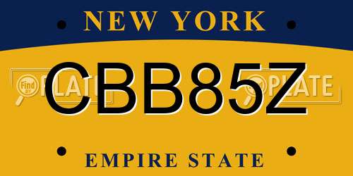 CBB85Z New York License Plate