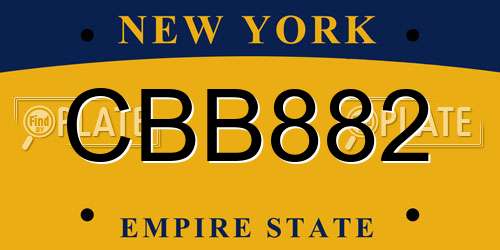 CBB882 New York License Plate