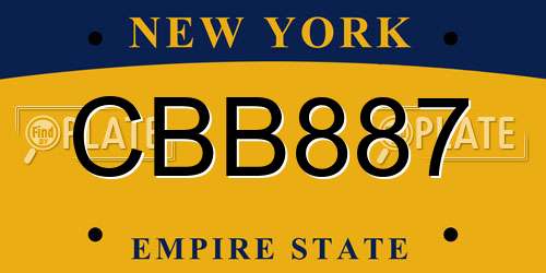 CBB887 New York License Plate