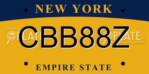 CBB88Z New York License Plate