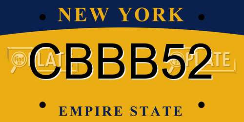 CBBB52 New York License Plate