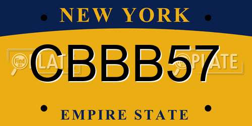 CBBB57 New York License Plate