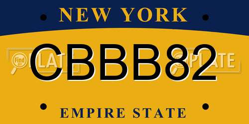CBBB82 New York License Plate