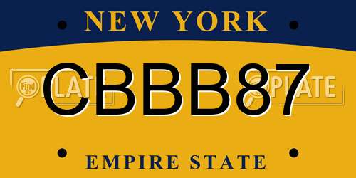 CBBB87 New York License Plate