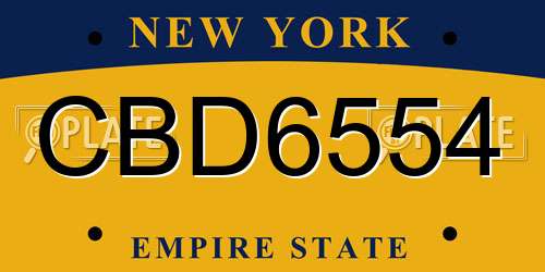CBD6554 New York License Plate