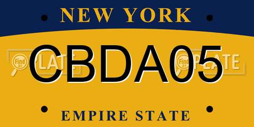 CBDA05 New York License Plate