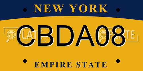 CBDA08 New York License Plate